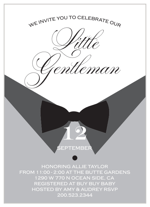 Tuxedo orders baby shower invitations