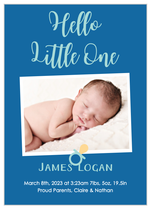 Hello Baby Blue Birth Announcement