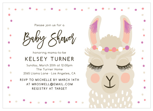 Llama baby sales shower evite