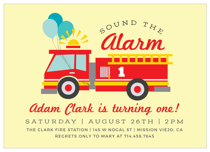 Firefighter Invitation Firetruck Invite Firefighter Birthday 