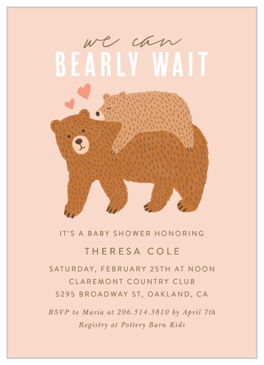 Little Bear Rustic Long Distance Baby Shower Invitation