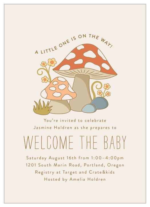 Mushroom Baby Shower Invitation Template, Cottagecore Baby Shower Invite, A  Little One is on the Way, Amanita Invitation, MUSHIE 