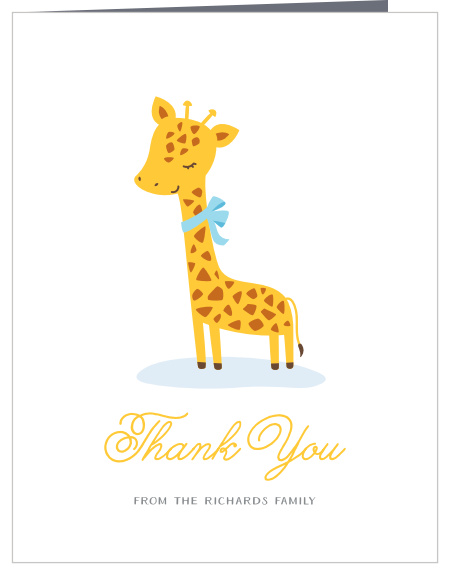 Giraffe THANK YOU card, baby shower boy or girl theme printable, brown  yellow thank you, digital files, jpg pdf, instant download - sa001