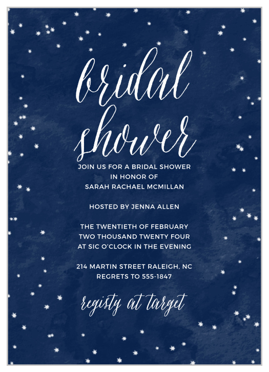 Starry Night Bridal Shower Invitations - Match Your Color & Style Free!